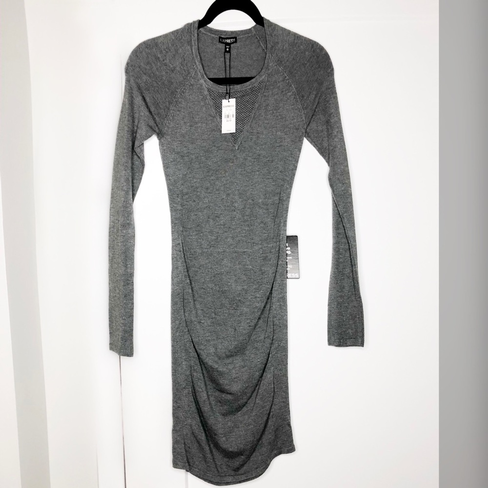 New Express, gray, sweater dress